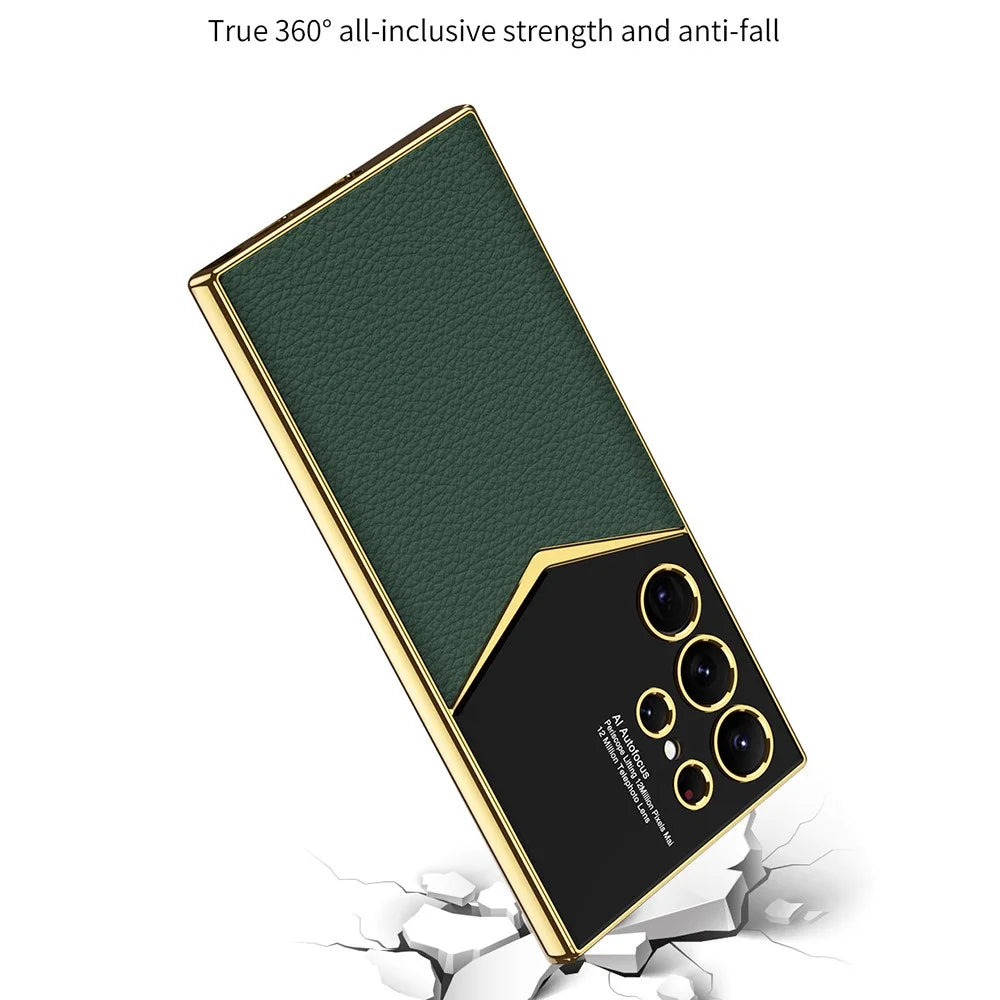 For Samsung Galaxy S25 Ultra Case Electroplated PU + TPU Phone Back Cover - Black - 3