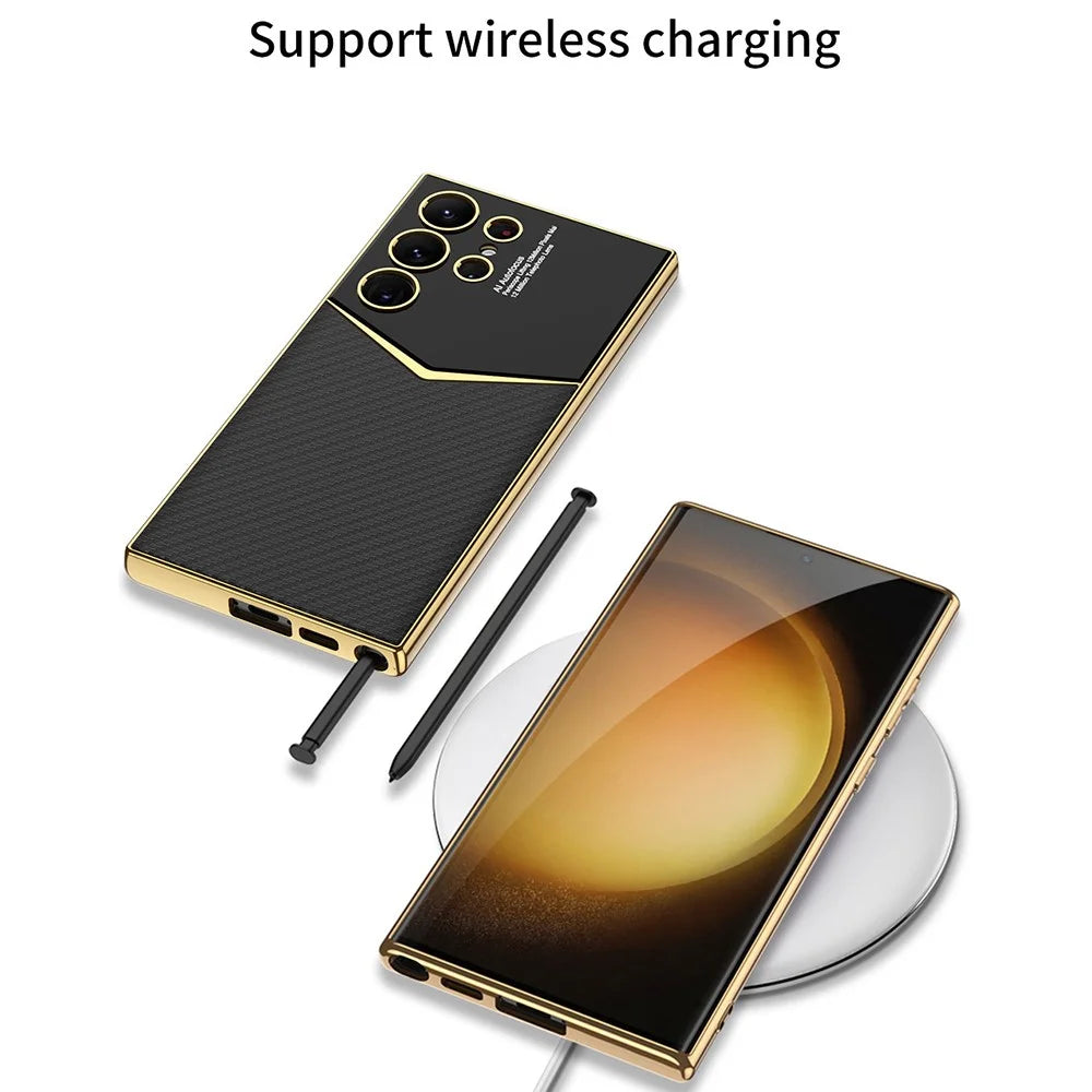For Samsung Galaxy S25 Ultra Case Electroplated PU + TPU Phone Back Cover - Black - 4