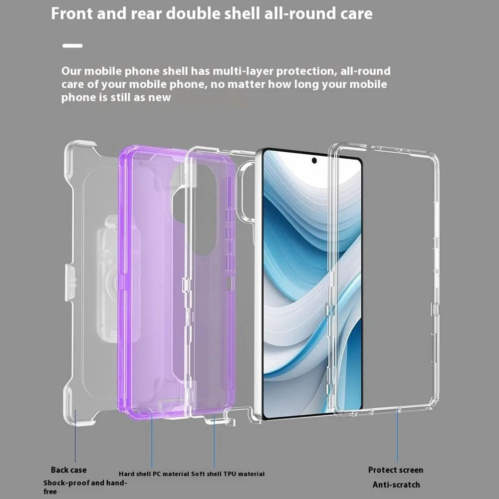 For Samsung Galaxy S25 Ultra Phone Case with Kickstand TPU + PC Double Protection Anti Drop Cover - Transparent Purple - 3