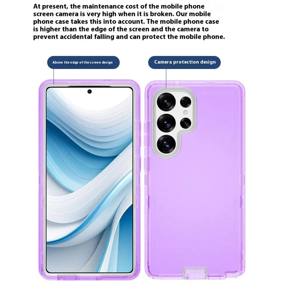 For Samsung Galaxy S25 Ultra Phone Case with Kickstand TPU + PC Double Protection Anti Drop Cover - Transparent Purple - 4