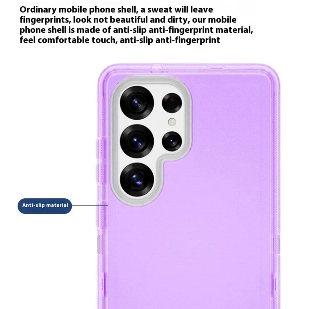 For Samsung Galaxy S25 Ultra Phone Case with Kickstand TPU + PC Double Protection Anti Drop Cover - Transparent Purple - 5