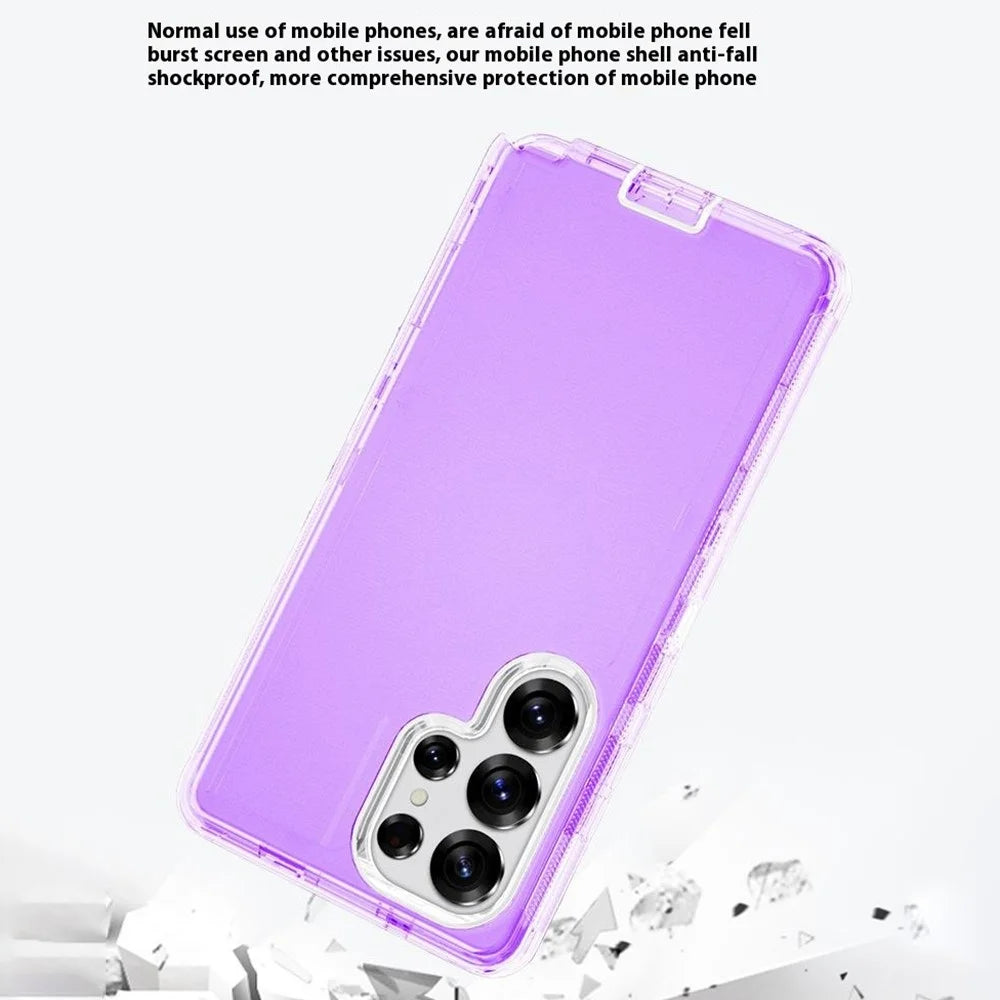 For Samsung Galaxy S25 Ultra Phone Case with Kickstand TPU + PC Double Protection Anti Drop Cover - Transparent Purple - 7