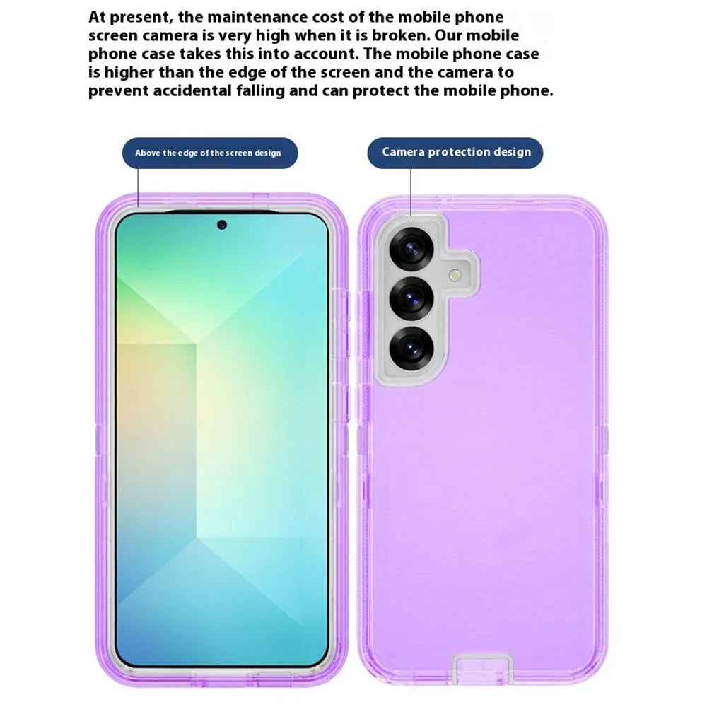 For Samsung Galaxy S25+ Phone Case with Kickstand TPU + PC Double Protection Anti Drop Cover - Transparent Purple - 4