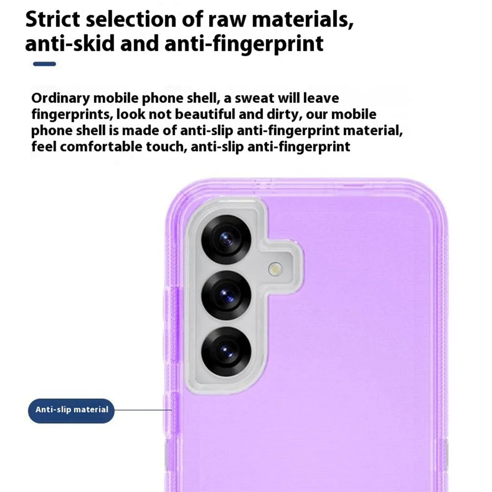 For Samsung Galaxy S25+ Phone Case with Kickstand TPU + PC Double Protection Anti Drop Cover - Transparent Purple - 5