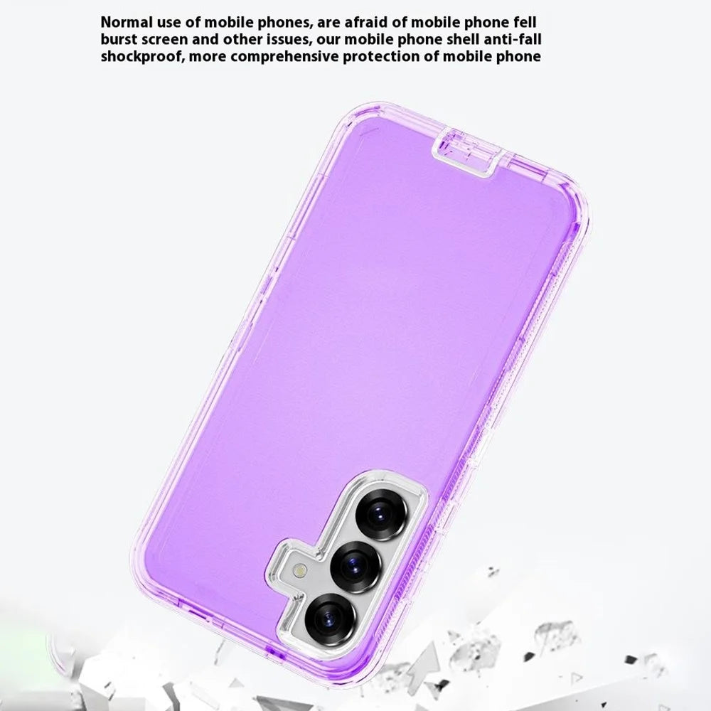 For Samsung Galaxy S25+ Phone Case with Kickstand TPU + PC Double Protection Anti Drop Cover - Transparent Purple - 7