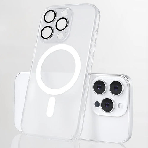 For iPhone 16 Pro Max Matte Case Compatible with MagSafe TPU + Tempered Glass Back Phone Cover Built In Lens Film - Transparent - 1