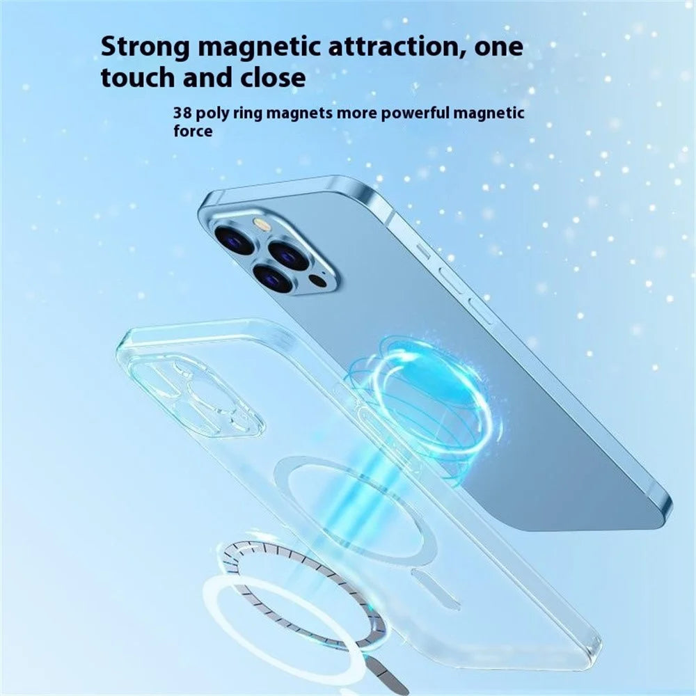 For iPhone 16 Pro Max Matte Case Compatible with MagSafe TPU + Tempered Glass Back Phone Cover Built In Lens Film - Transparent - 3
