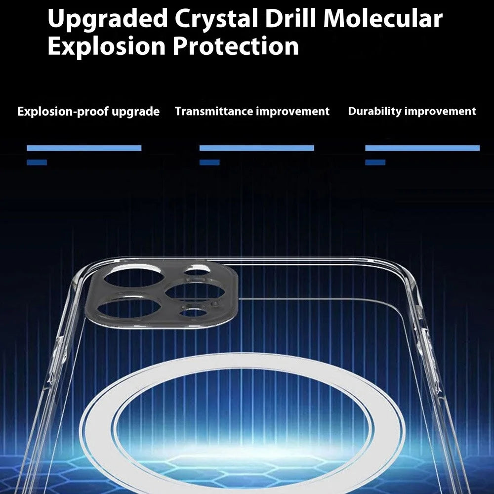 For iPhone 16 Pro Max Matte Case Compatible with MagSafe TPU + Tempered Glass Back Phone Cover Built In Lens Film - Transparent - 4