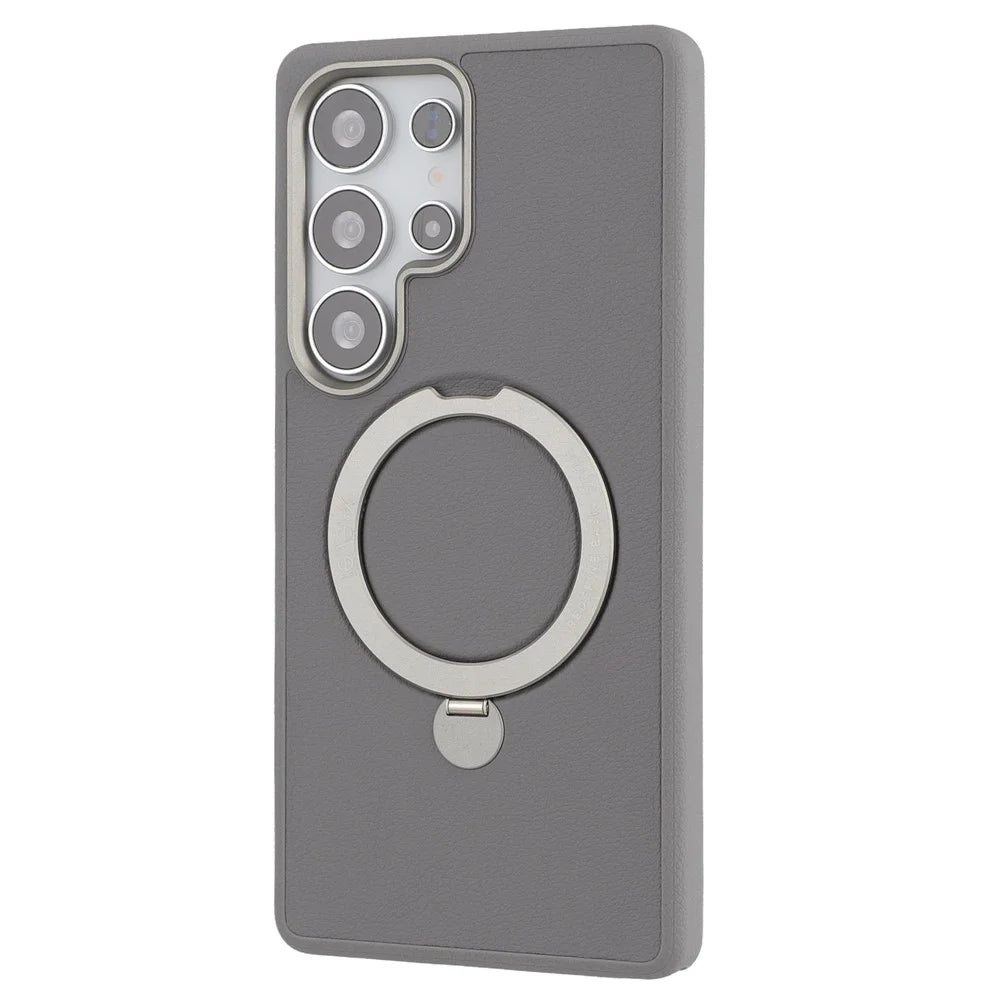 X-LEVEL For Samsung Galaxy S25 Ultra Magnetic Case Kickstand PC + PU Phone Back Cover - Grey - 3