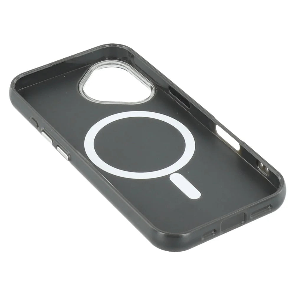 For iPhone 16 Case Compatible with MagSafe Glitter Design IMD TPU + PC Phone Back Cover - Black - 5