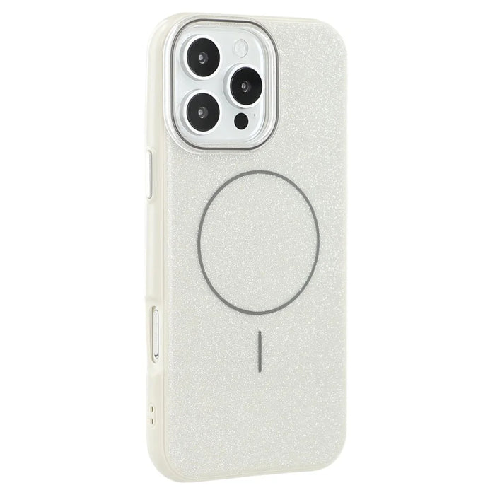 For iPhone 16 Pro Max Case Compatible with MagSafe Glitter Design IMD TPU + PC Phone Back Cover - Grey - 1