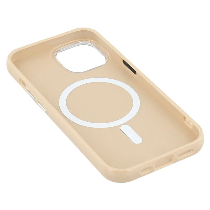 For iPhone 15 Case Compatible with MagSafe Glitter Design IMD TPU + PC Phone Back Cover - Desert Gold - 5