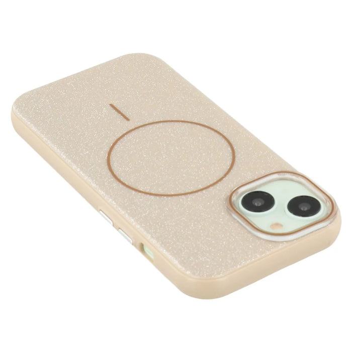 For iPhone 15 Case Compatible with MagSafe Glitter Design IMD TPU + PC Phone Back Cover - Desert Gold - 7