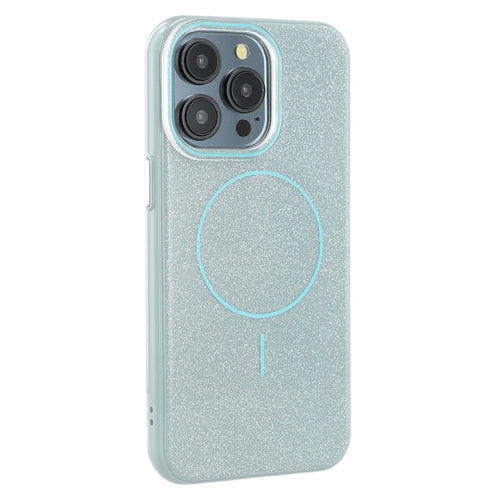 For iPhone 15 Pro Max Case Compatible with MagSafe Glitter Design IMD TPU + PC Phone Back Cover - Green - 1