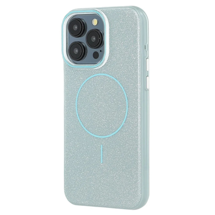 For iPhone 15 Pro Max Case Compatible with MagSafe Glitter Design IMD TPU + PC Phone Back Cover - Green - 3