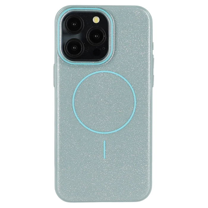 For iPhone 15 Pro Max Case Compatible with MagSafe Glitter Design IMD TPU + PC Phone Back Cover - Green - 4