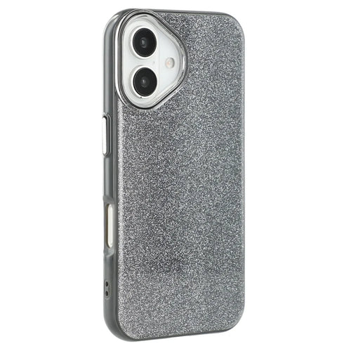 For iPhone 16 Case Glitter Design IMD TPU + PC Phone Back Cover - Black - 1