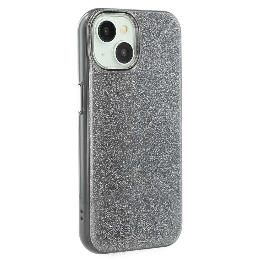 For iPhone 15 Case Glitter Design IMD TPU + PC Phone Back Cover - Black - 1