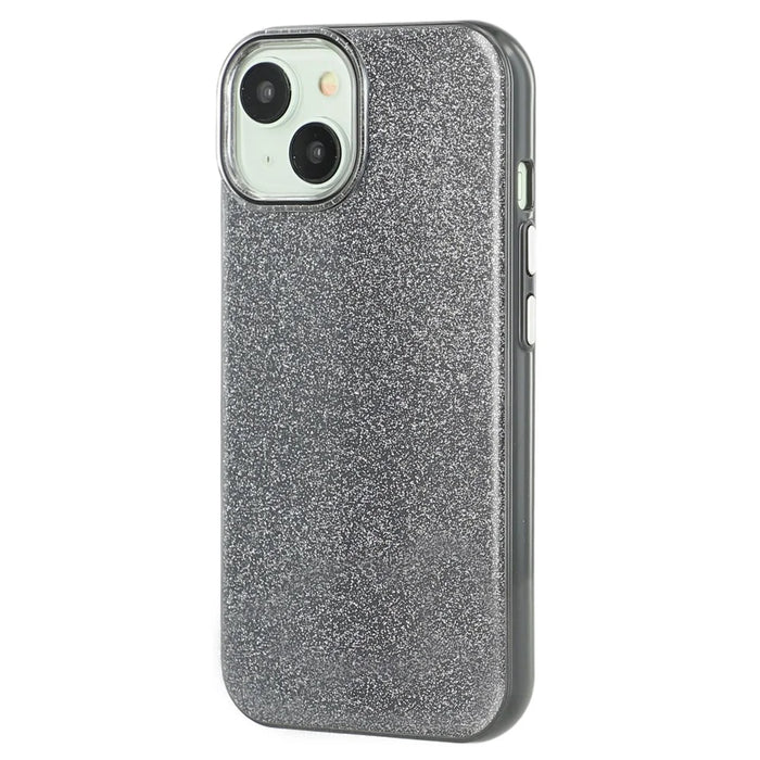 For iPhone 15 Case Glitter Design IMD TPU + PC Phone Back Cover - Black - 3