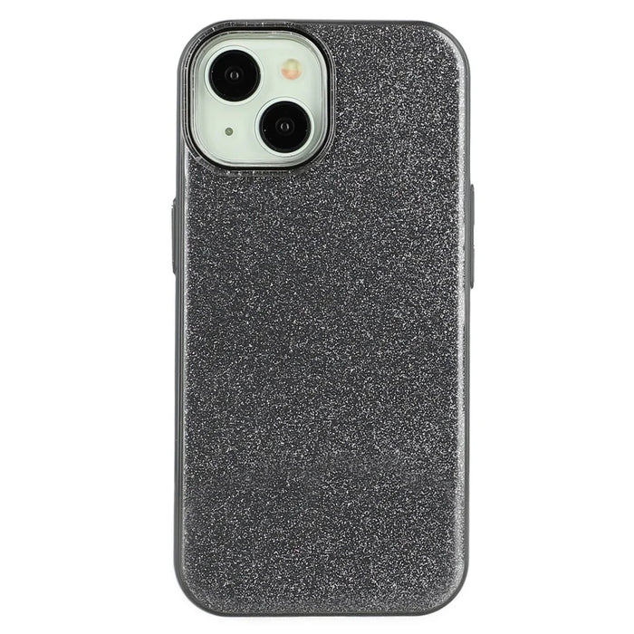 For iPhone 15 Case Glitter Design IMD TPU + PC Phone Back Cover - Black - 4
