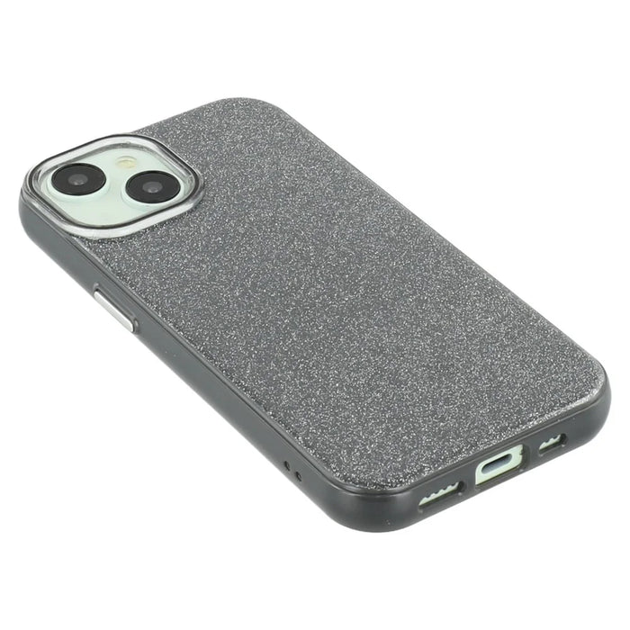 For iPhone 15 Case Glitter Design IMD TPU + PC Phone Back Cover - Black - 6