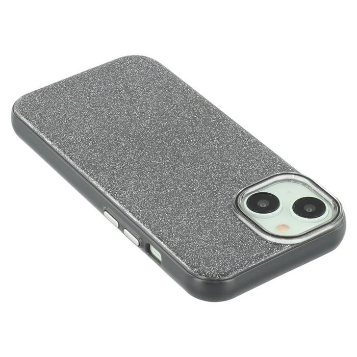 For iPhone 15 Case Glitter Design IMD TPU + PC Phone Back Cover - Black - 7