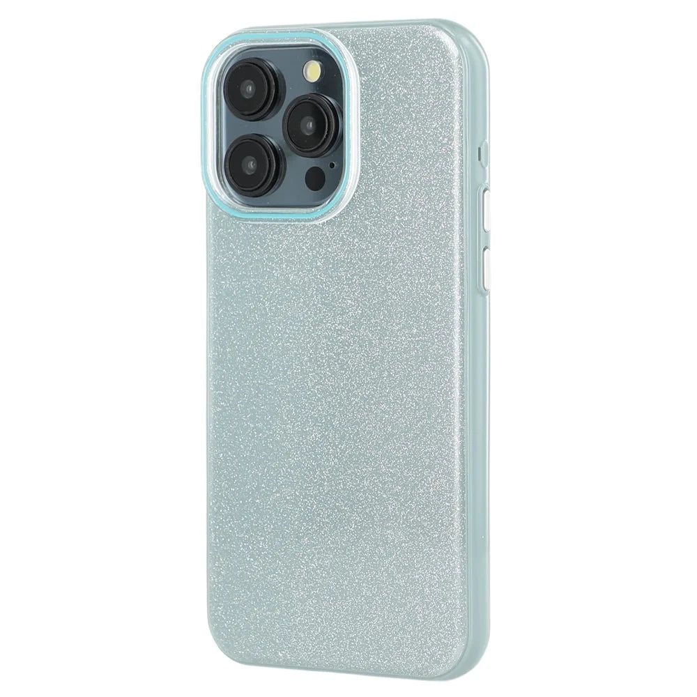For iPhone 15 Pro Max Case Glitter Design IMD TPU + PC Phone Back Cover - Green - 3