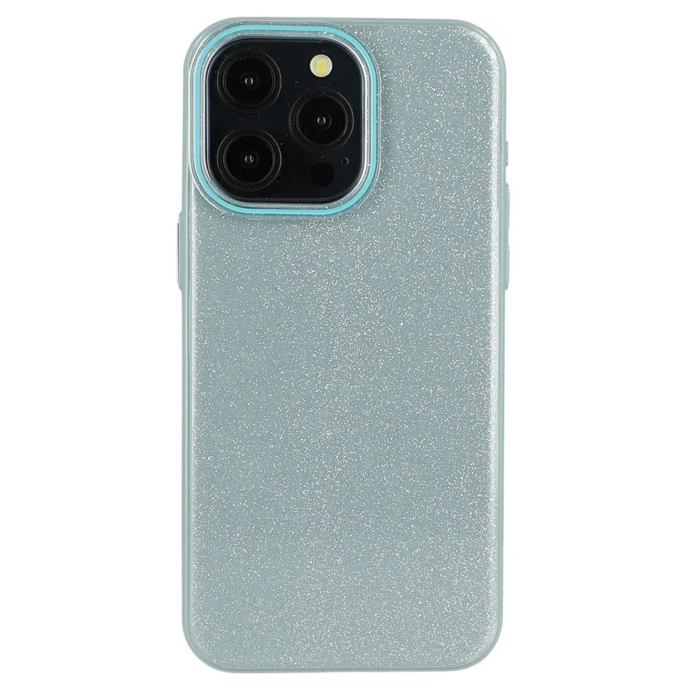 For iPhone 15 Pro Max Case Glitter Design IMD TPU + PC Phone Back Cover - Green - 4