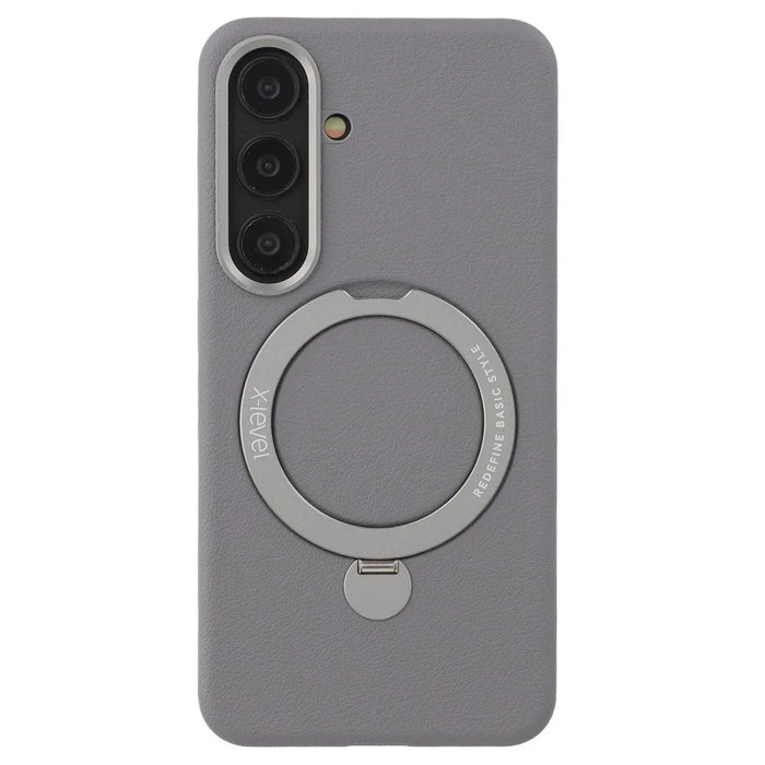 X-LEVEL For Samsung Galaxy S25+ Magnetic Case Kickstand PC + PU Phone Back Cover - Grey - 4