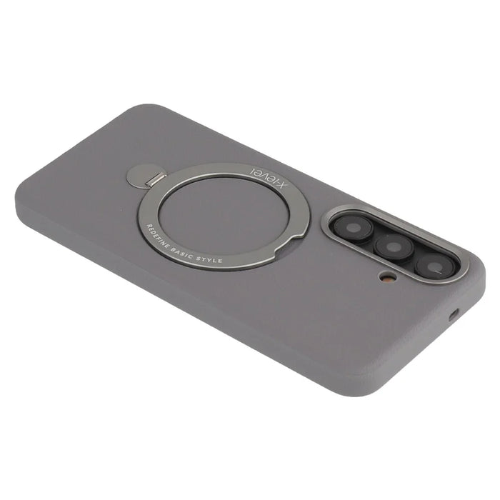 X-LEVEL For Samsung Galaxy S25+ Magnetic Case Kickstand PC + PU Phone Back Cover - Grey - 7