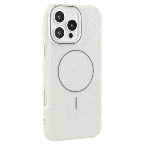 For iPhone 16 Pro Case Compatible with MagSafe Glitter Design IMD TPU + PC Phone Back Cover - Grey - 1