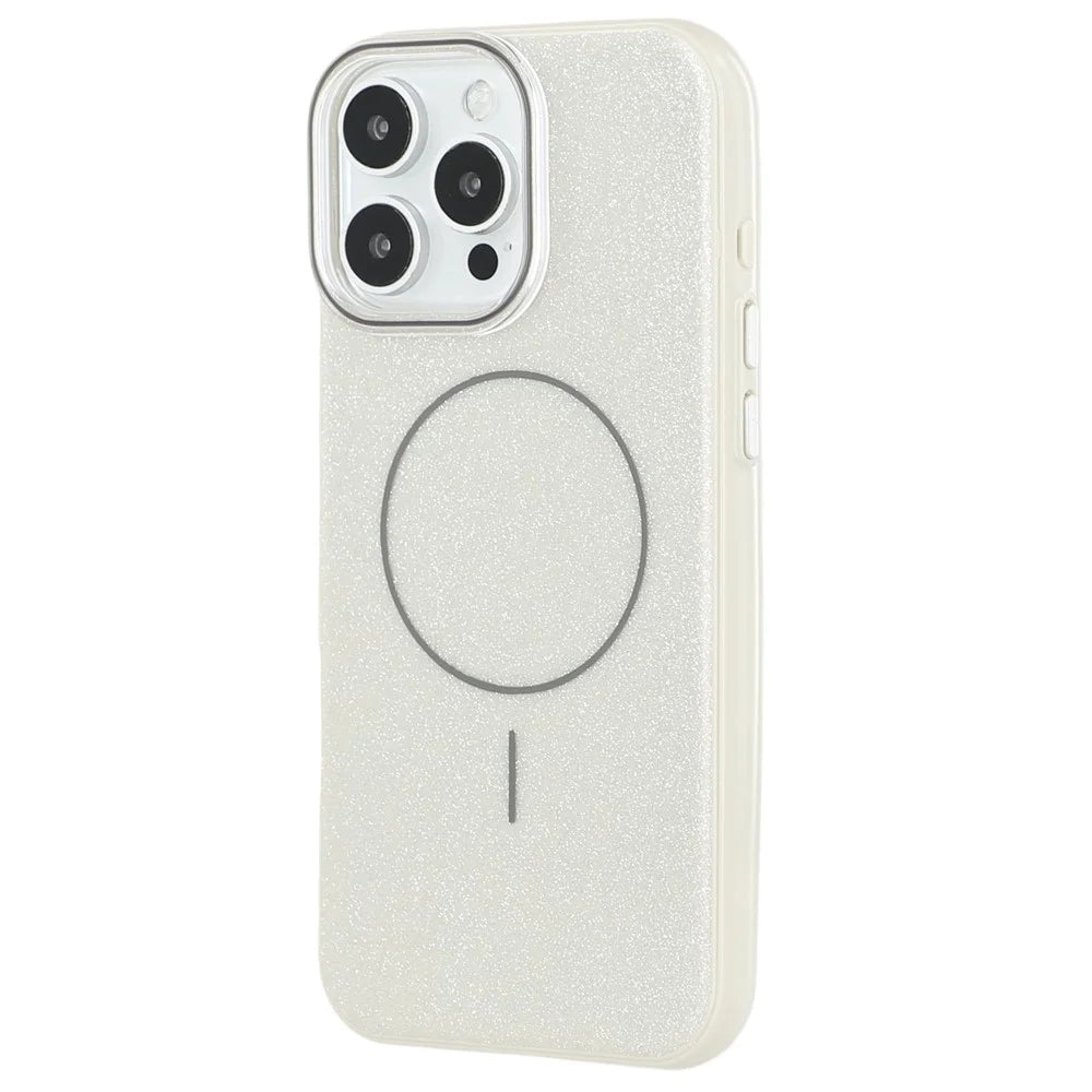 For iPhone 16 Pro Case Compatible with MagSafe Glitter Design IMD TPU + PC Phone Back Cover - Grey - 3