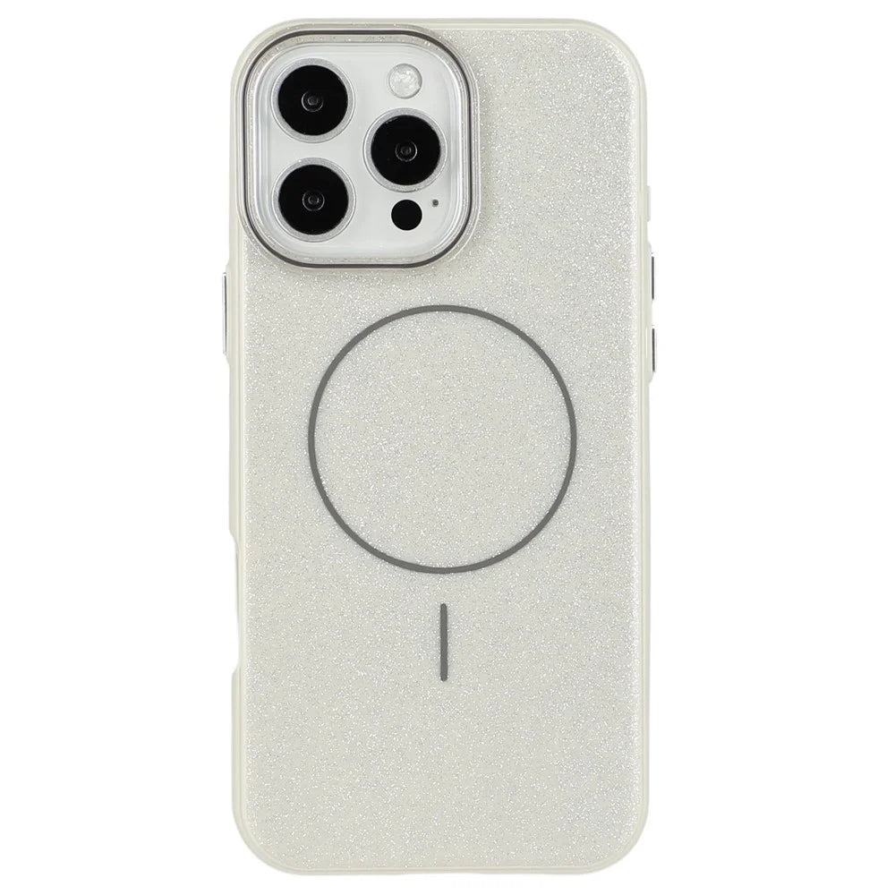 For iPhone 16 Pro Case Compatible with MagSafe Glitter Design IMD TPU + PC Phone Back Cover - Grey - 4