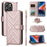 For Oukitel P1 Wallet Case with Shoulder / Wrist Strap Leather Phone Cover Stand - Pink - 1
