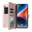 For Oukitel P1 Wallet Case with Shoulder / Wrist Strap Leather Phone Cover Stand - Pink - 2