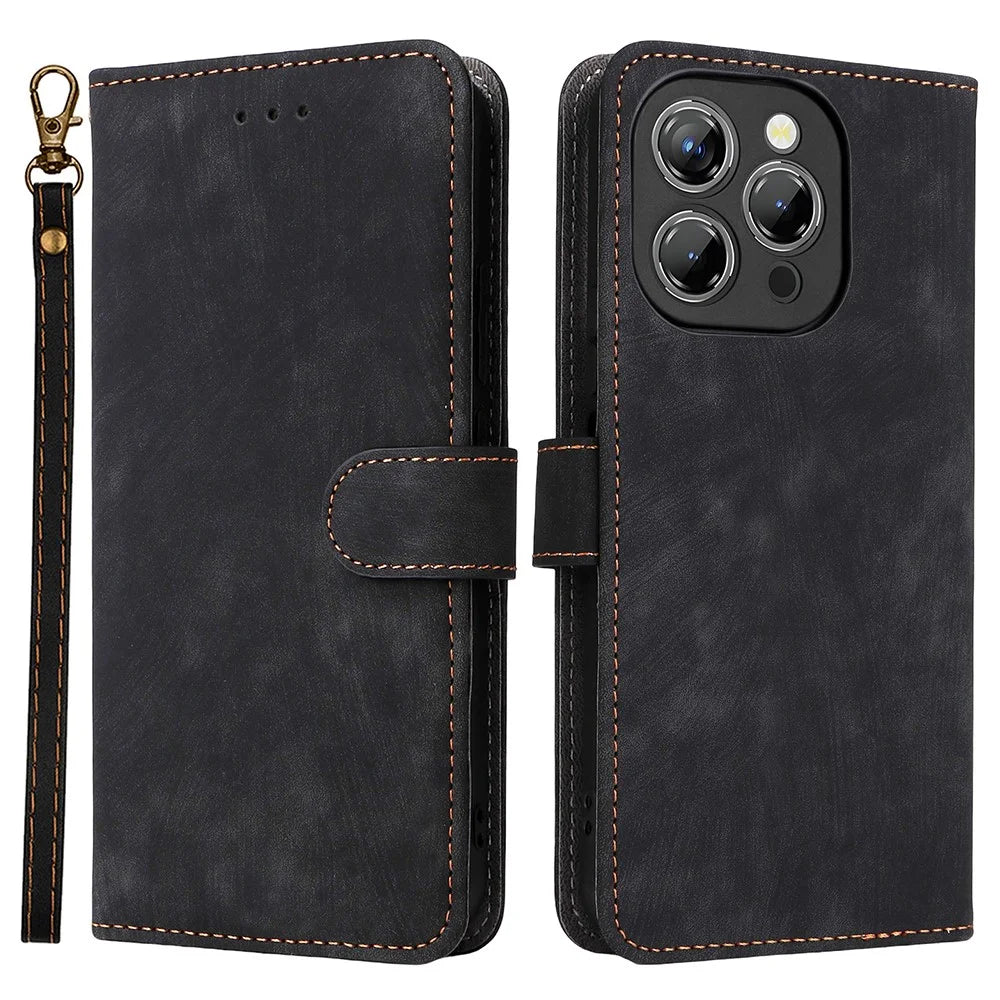 For Oukitel P1 Wallet Case RFID Blocking PU Leather Cover Stand View - Black - 1