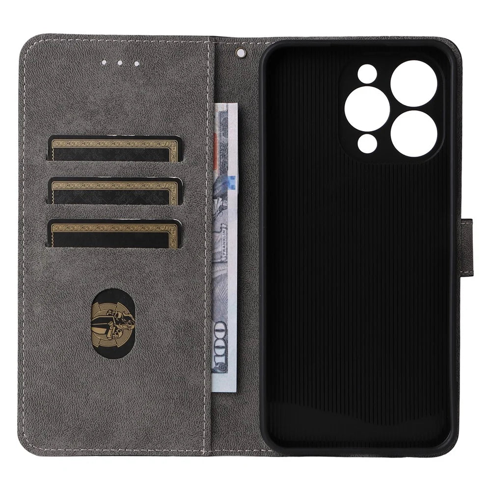 For Oukitel P1 Wallet Case RFID Blocking PU Leather Cover Stand View - Black - 3