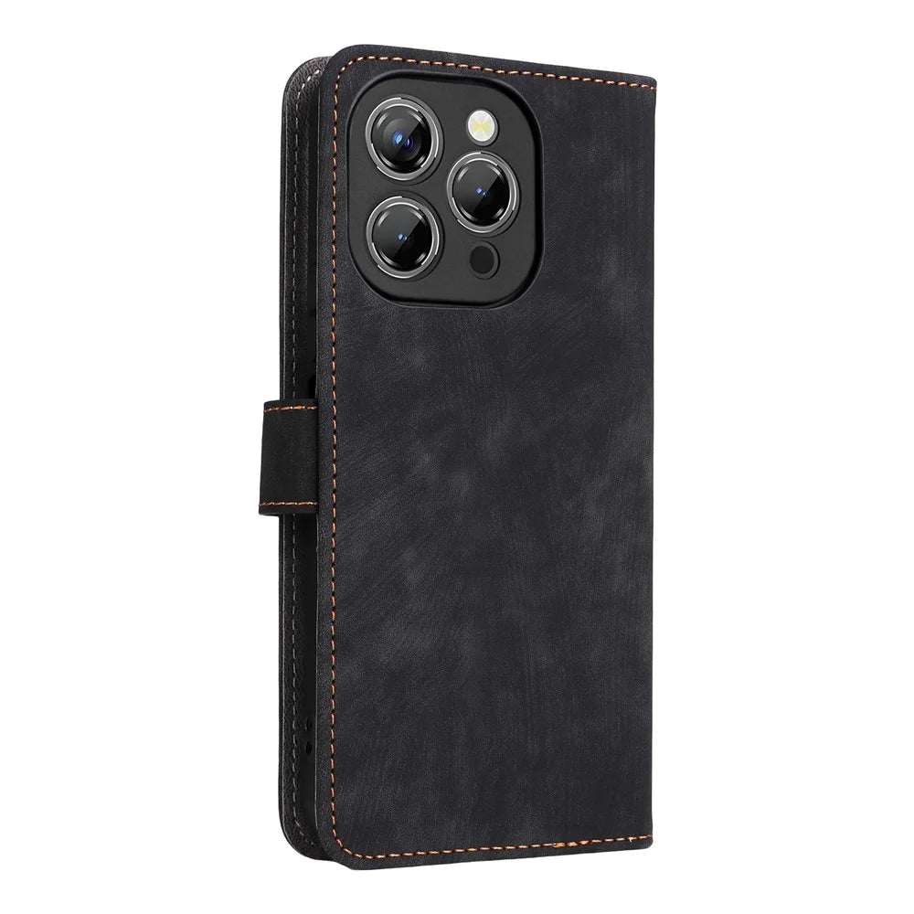 For Oukitel P1 Wallet Case RFID Blocking PU Leather Cover Stand View - Black - 7