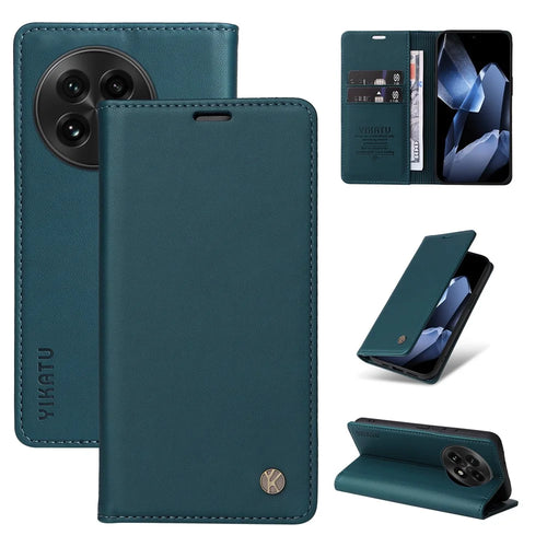 YIKATU For OnePlus 13 Phone Cases  Magnetic Closure PU Leather Mobile Cover - Green - 1