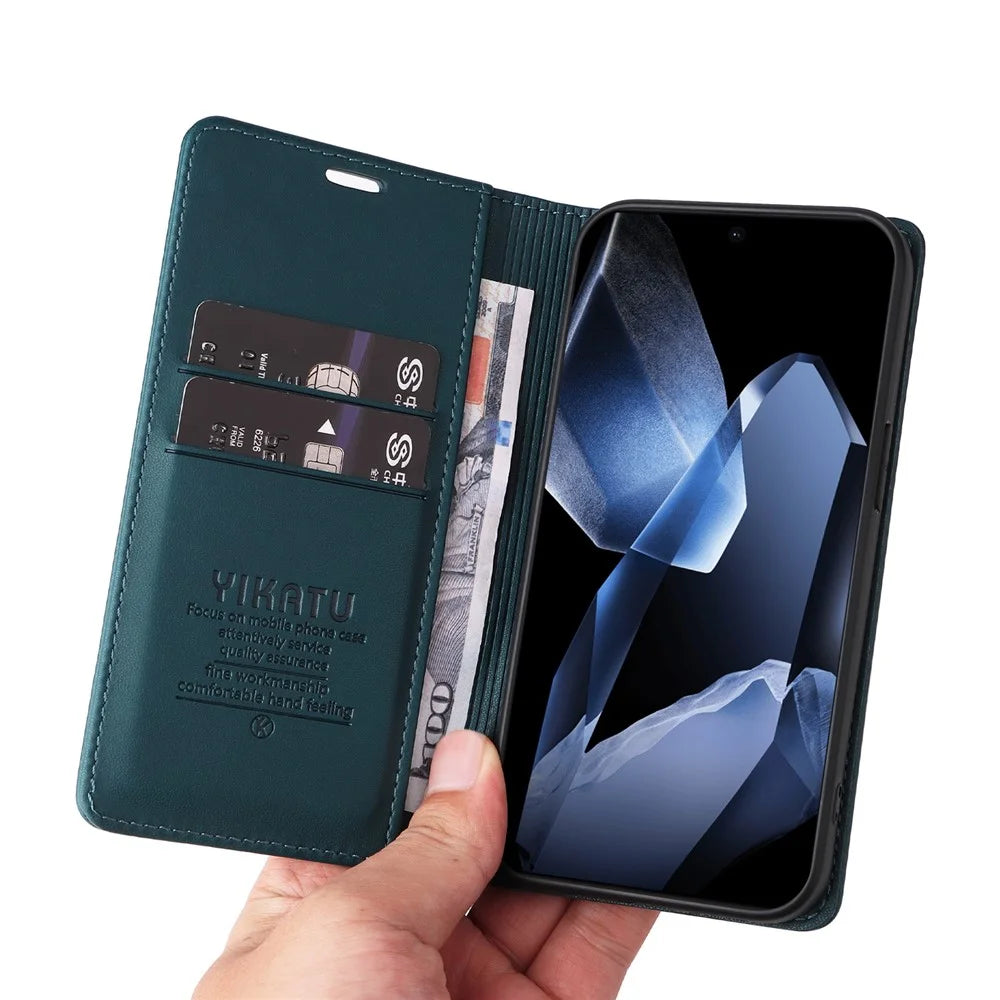 YIKATU For OnePlus 13 Phone Cases  Magnetic Closure PU Leather Mobile Cover - Green - 5