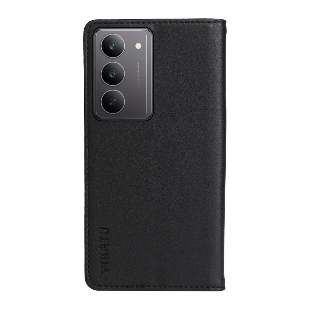 YIKATU For Realme C75 4G / C71 4G / V60 Pro 5G / 14x 5G Phone Cases  Magnetic Closure PU Leather Mobile Cover - Black - 3