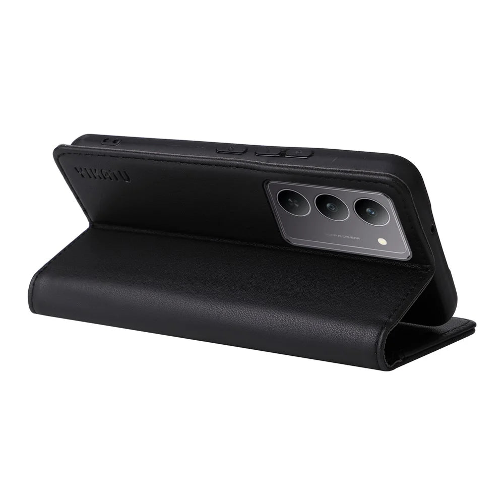 YIKATU For Realme C75 4G / C71 4G / V60 Pro 5G / 14x 5G Phone Cases  Magnetic Closure PU Leather Mobile Cover - Black - 5