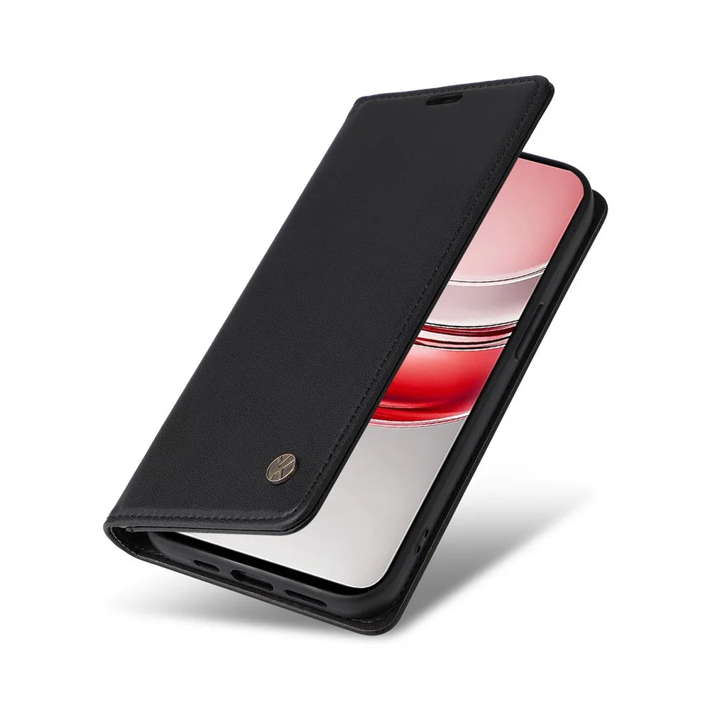 YIKATU For Realme C75 4G / C71 4G / V60 Pro 5G / 14x 5G Phone Cases  Magnetic Closure PU Leather Mobile Cover - Black - 7