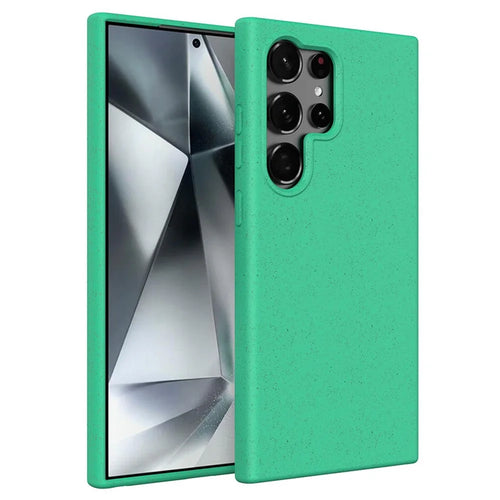 For Samsung Galaxy S25 Ultra Case Biodegradable Wheat Straw + TPU Matte Phone Cover - Green - 1