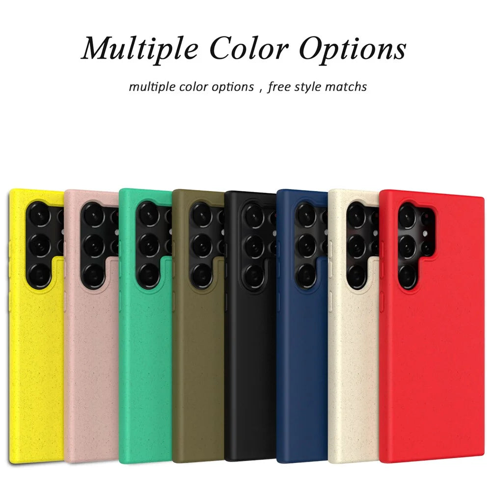 For Samsung Galaxy S25 Ultra Case Biodegradable Wheat Straw + TPU Matte Phone Cover - Green - 5