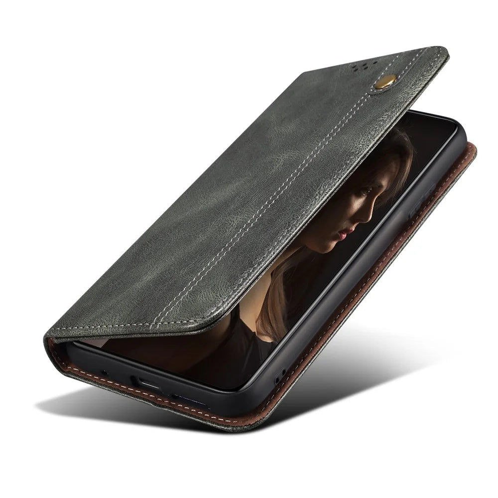For Samsung Galaxy A13 4G / 5G Case Crazy Horse Texture Waxy Leather Wallet Stand Phone Cover - Green - 4