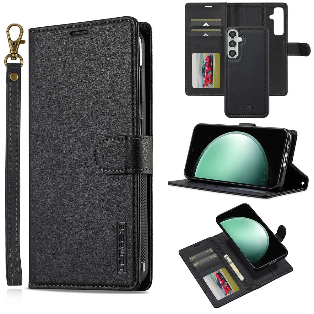 LC.IMEEKE L2 Series for Samsung Galaxy A36 5G Case PU Leather Wallet Detachable Magnetic Phone Cover - Black - 1