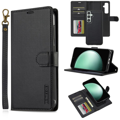 LC.IMEEKE L2 Series for Samsung Galaxy A36 5G Case PU Leather Wallet Detachable Magnetic Phone Cover - Black - 1