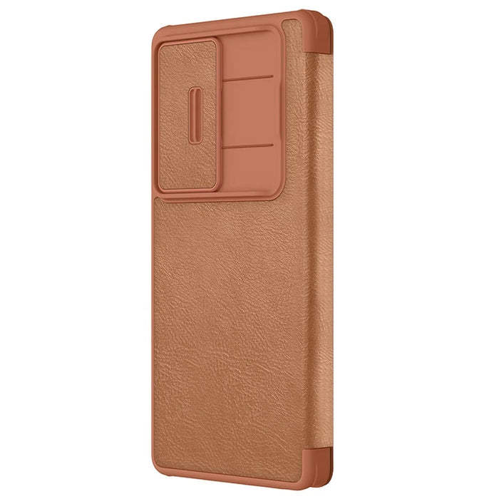 NILLKIN Qin Pro Series for Samsung Galaxy S25 Ultra Case with Card Slots Leather Phone Cover - Brown - 2