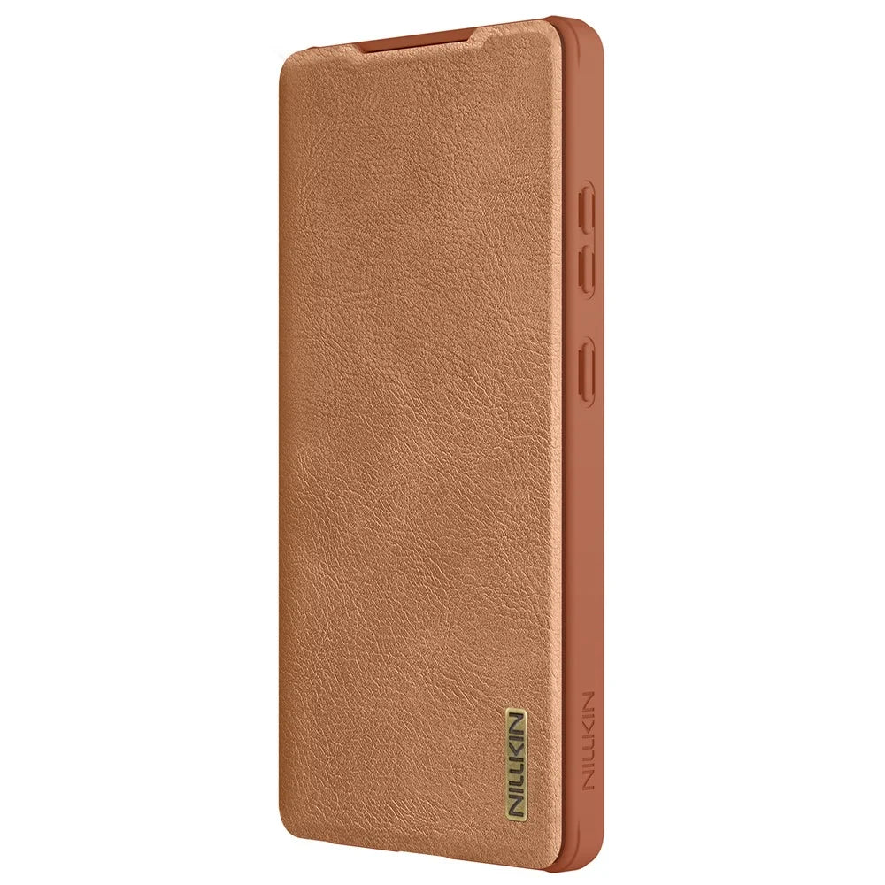 NILLKIN Qin Pro Series for Samsung Galaxy S25 Ultra Case with Card Slots Leather Phone Cover - Brown - 5